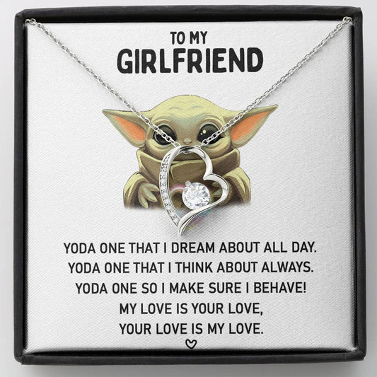 To My Girlfriend Necklace Baby Yoda Girlfriend Jewelry Forever Love Pendant