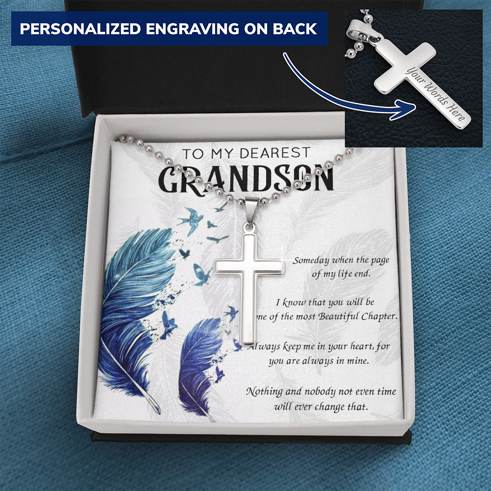 To My Grandson Necklace for Grandson Birthday Gift for Grandson Cross Necklace 175220750777