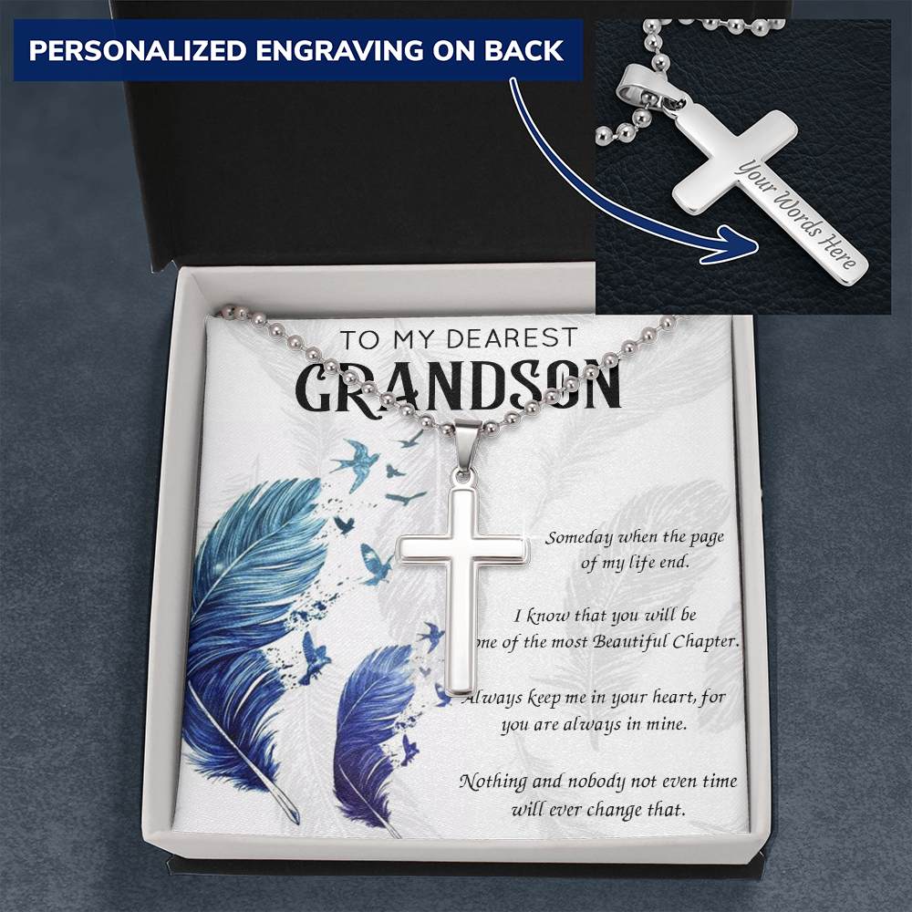 To My Grandson Necklace for Grandson Birthday Gift for Grandson Cross Necklace 175220750777