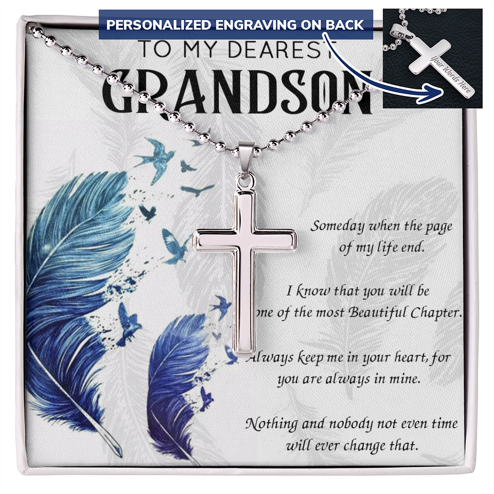 To My Grandson Necklace for Grandson Birthday Gift for Grandson Cross Necklace 175220750777