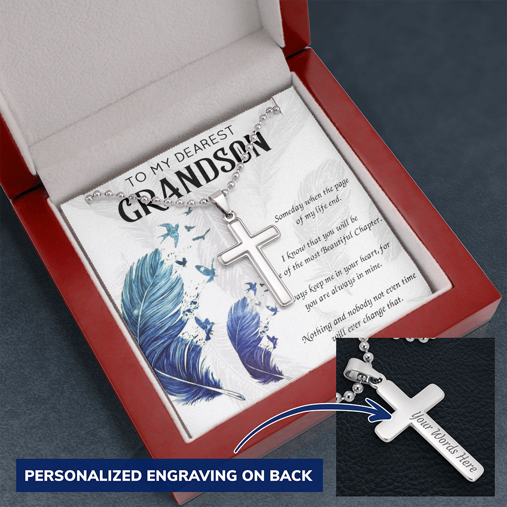 To My Grandson Necklace for Grandson Birthday Gift for Grandson Cross Necklace 175220750777