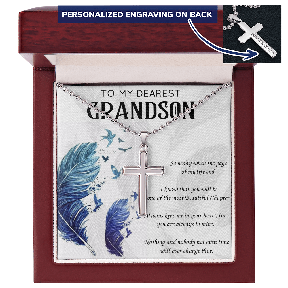 To My Grandson Necklace for Grandson Birthday Gift for Grandson Cross Necklace 175220750777