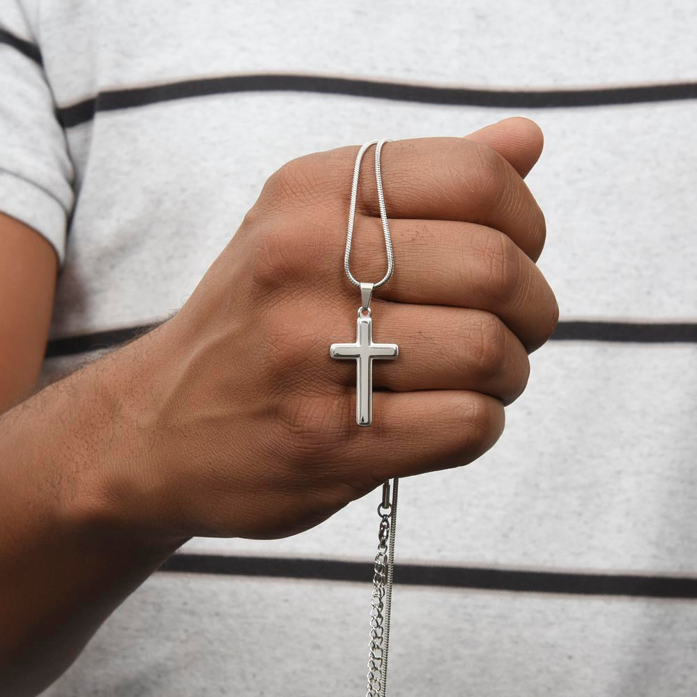Personalized Necklace Gift For Son, To My Son Cross Necklace from Mom with Message Card and Gift Box, To My Son Cross Necklace for Birthday Graduation Gift For Son, Valentines Gifts for Son from Mom Personalized Cross Necklace 2222