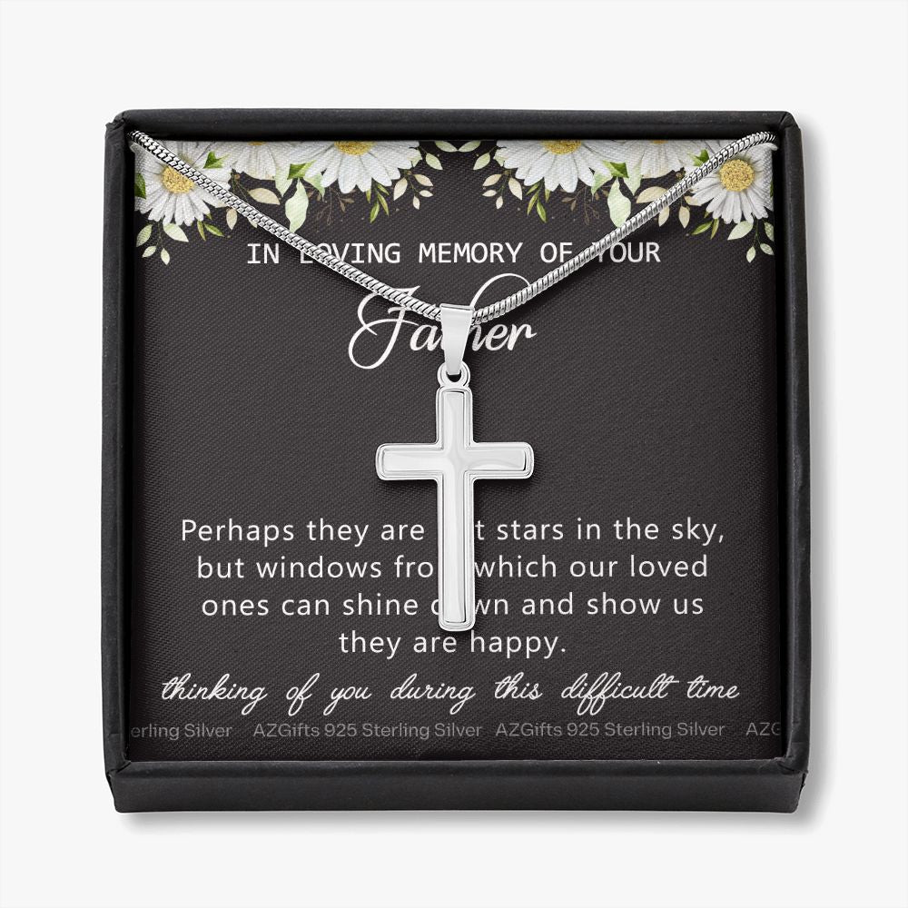 Loss Of Father Sympathy Gift, Sympathy Gift Loss Of Father, Bereavement Gift Box, Loss Of Father Necklace, Loss Of Father, Memorial Gift Necklace for Women Personalized Cross Necklace