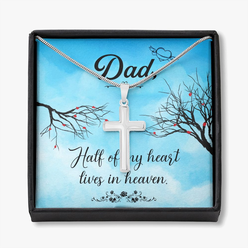 To My Dad Necklace Pendant Gift From Daughter Or Son Necklace Half of my heart Happy Father's Day, To Dad Father In Law Gifts On Birthday Anniversary