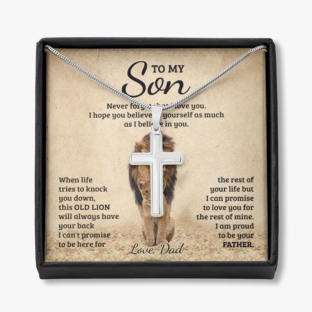 To My Son Necklace From Mom, Son Gifts From Mom and Dad, Mother and Son Necklace, Birthday Gift For My Son Graduation Christmas Faith Cross Necklace Present Personalized Cross Necklace