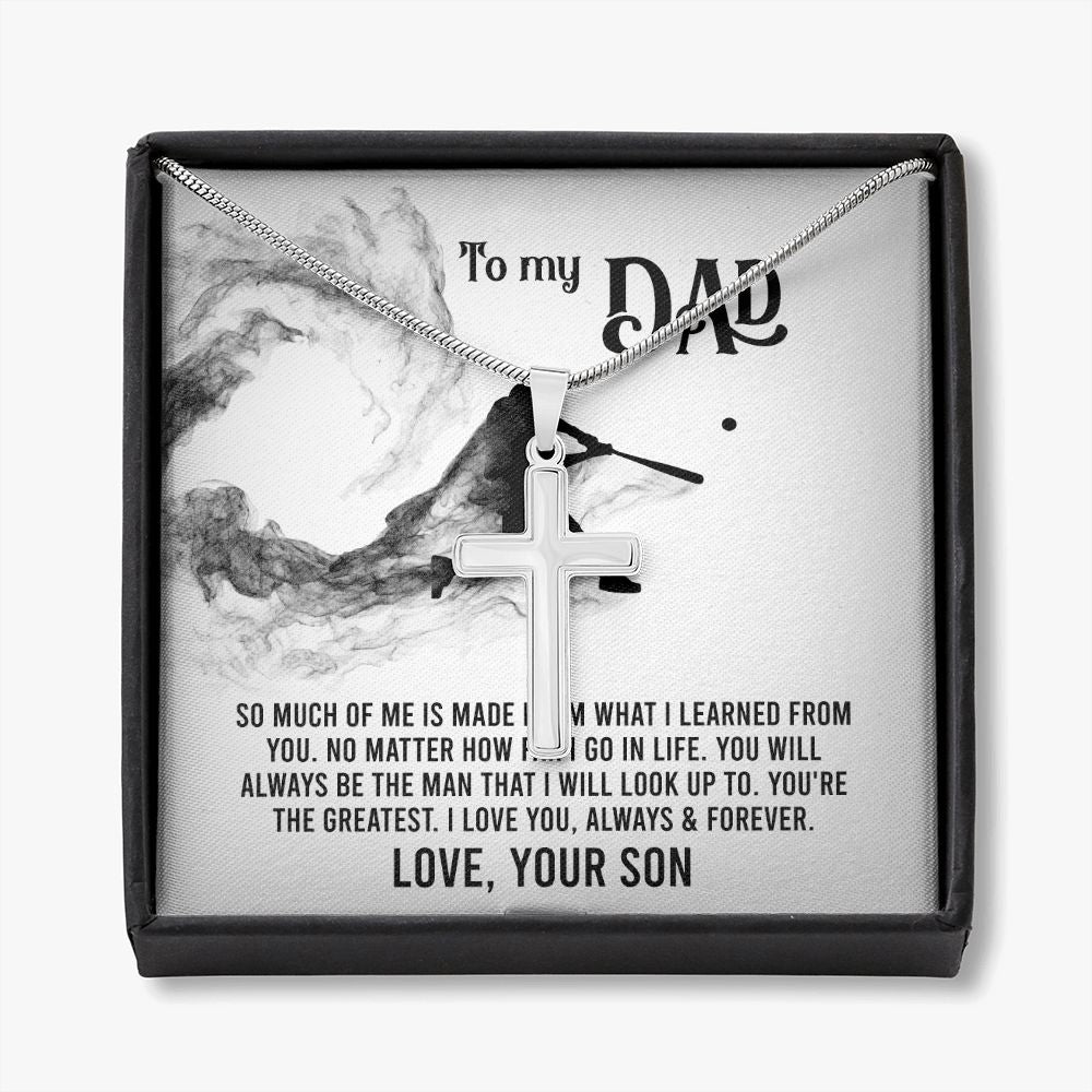 To My Dad Cross Necklace Gift for Men Dad Father Gift Necklace from Son Daughter Jewelry for Father Birthday Gift for Dad Baseball Gift for Men Father Son Gifts, Baseball Cross Necklace Gift For Dad Personalized Cross Necklace