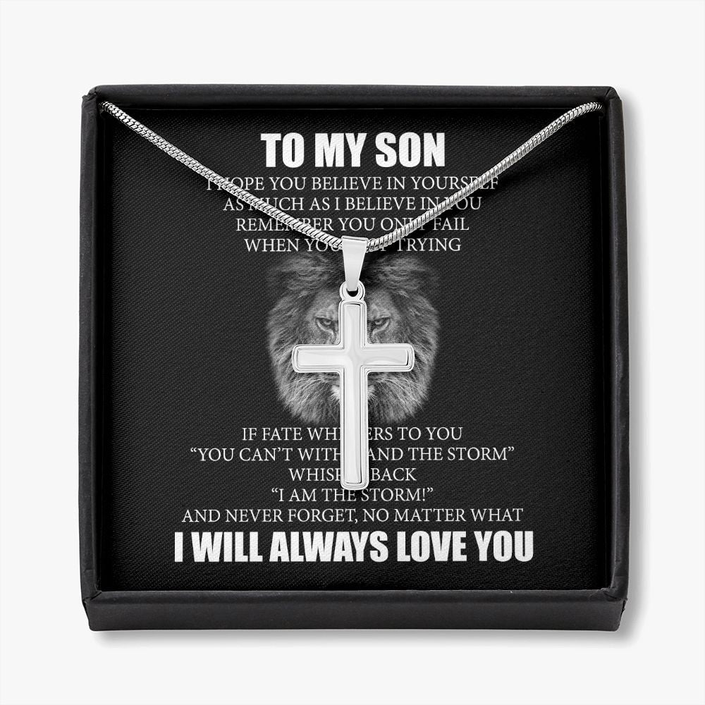 To My Son Necklace From Mom, Son Gifts From Mom and Dad, Mother and Son Necklace, Birthday Gift For My Son Graduation Christmas Faith Cross Necklace Present1 Personalized Cross Necklace