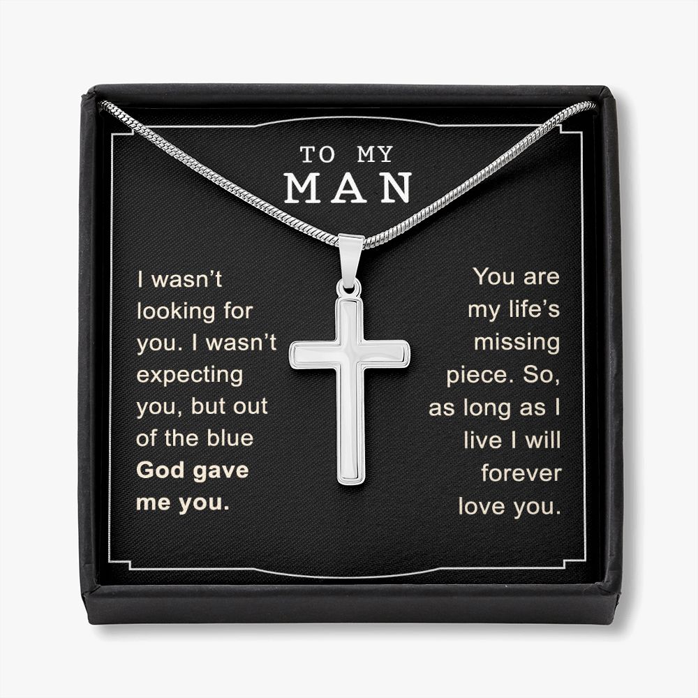 To My Man Necklace, Necklace For Husband, Gift For Husband, Gift For Man, Jewelry for Him, Necklace For Man, Valentine, Birthday, Christmas, Anniversary Jewelry for Men2 Personalized Cross Necklace