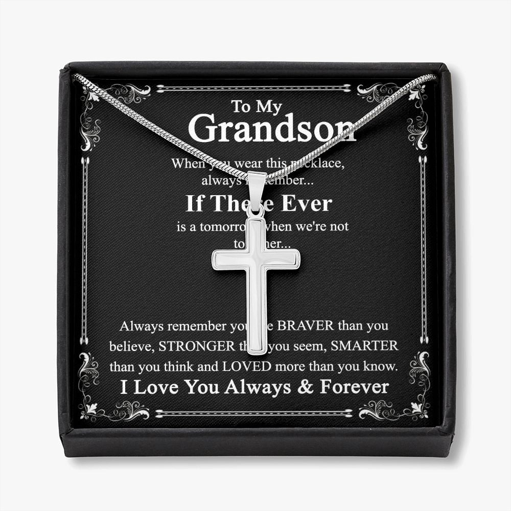 Grandson Gift Cross Necklace for Grandson, Keepsake Gifts Cross Necklace for Grandsons, Personalized Gifts Cross Necklace for Grandson Christmas Birthday Gift for Grandson, Jewelry Gift For Boy Personalized Cross Necklace