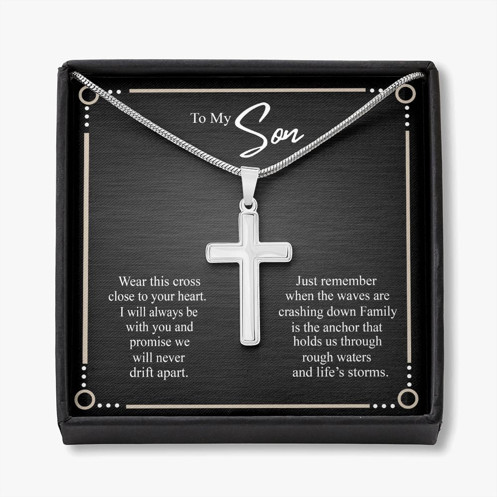 To My Son Necklace From Mom, Son Gifts From Mom and Dad, Mother and Son Necklace, Birthday Gift For My Son Graduation Christmas Faith Cross Necklace Present9 Personalized Cross Necklace