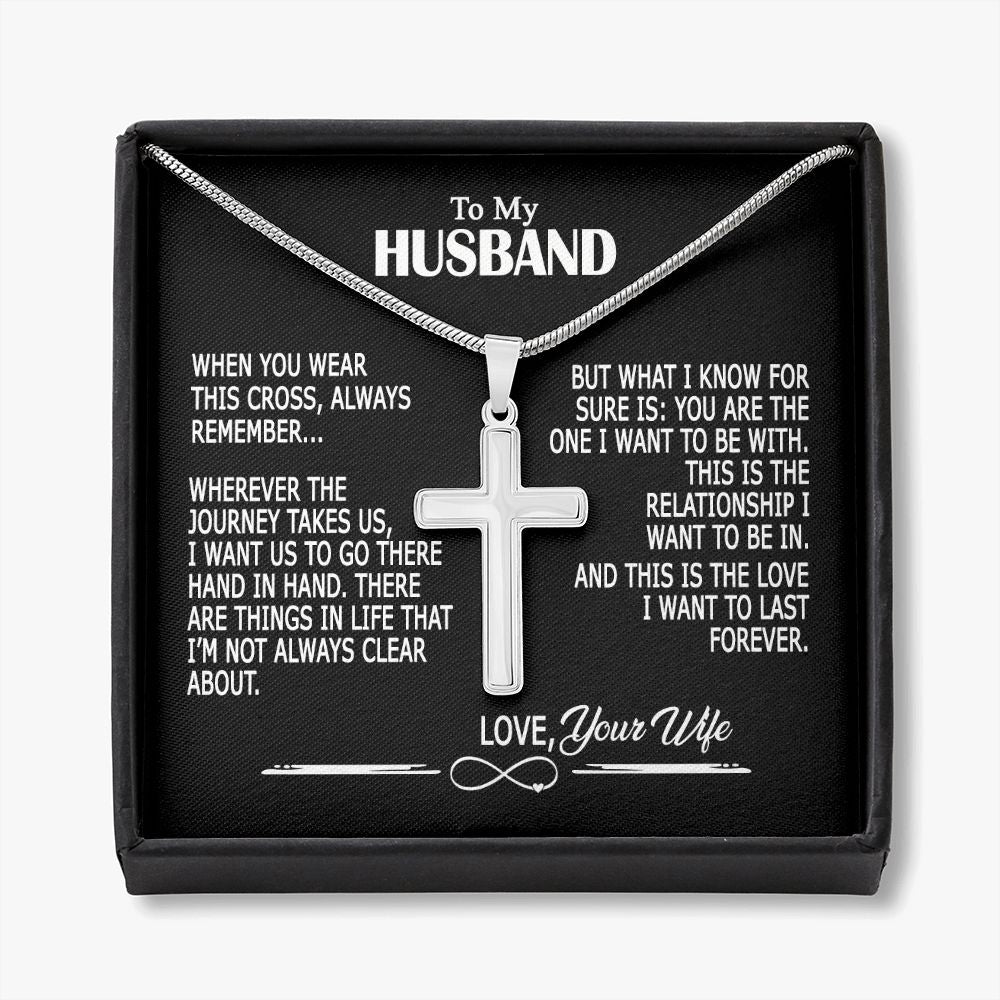 To My Husband Cross Necklace, Husband Necklace from Wife, Gifts For Husband From Wife, Gift For Groom From Bride On Wedding Day, Aniversary Birthday Gift For Him, Valentine Gift for Men6 Personalized Cross Necklace