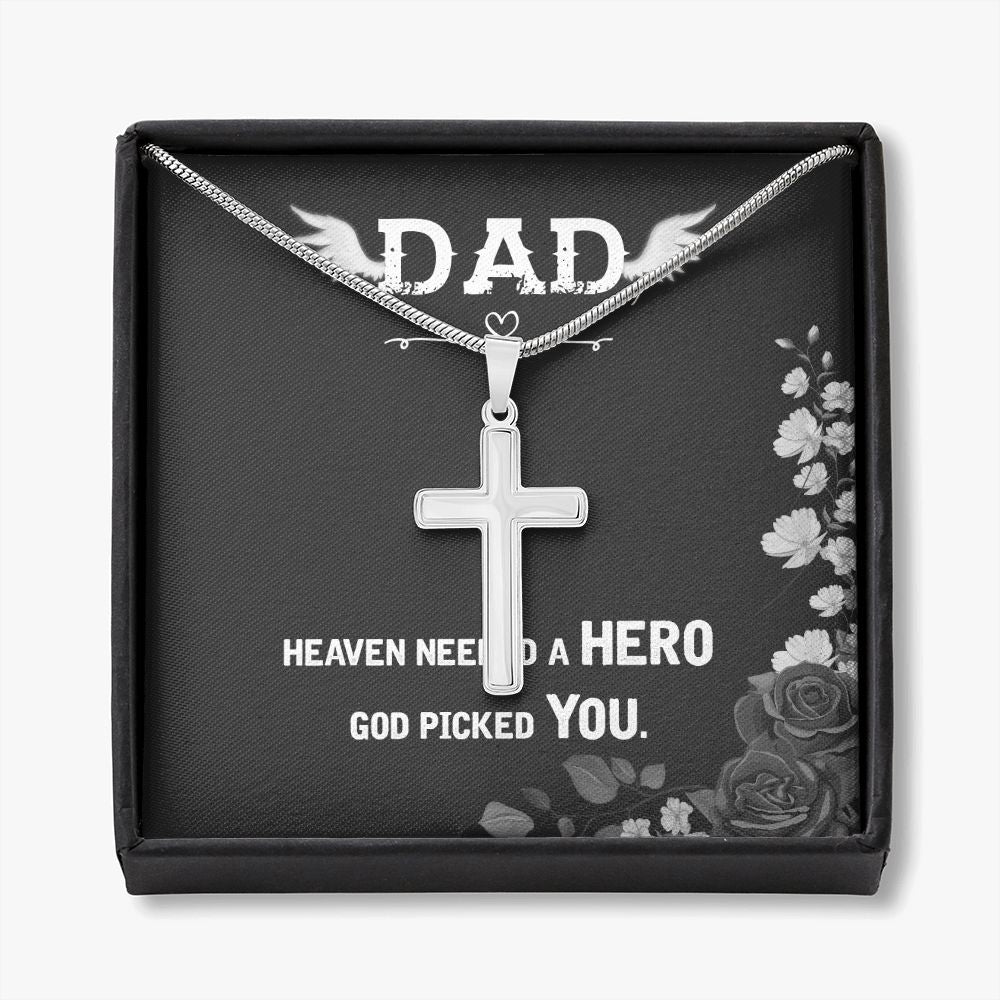 To My Dad Wings Necklace Pendant Gift From Daughter Or Son Necklace Heaven Needed A Hero Happy Father's Day, To Dad Father In Law Gifts On Birthday Anniversary