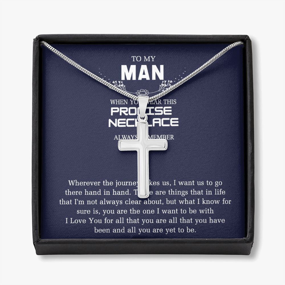 Sentimental Gifts for Boyfriend Birthday Unique, To My Man Jewelry Gift From Soulmate Wife Stainless Artisan Crafted Cross Necklace with Message Card Luxury Box Personalized Cross Necklace