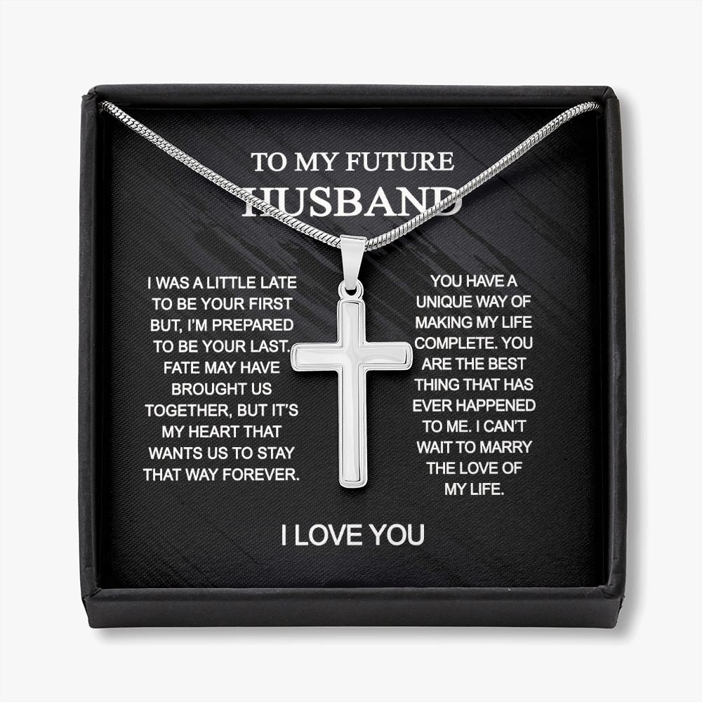 To My Husband Cross Necklace, Husband Necklace from Wife, Gifts For Husband From Wife, Gift For Groom From Bride On Wedding Day, Aniversary Birthday Gift For Him, Valentine Gift for Men8 Personalized Cross Necklace