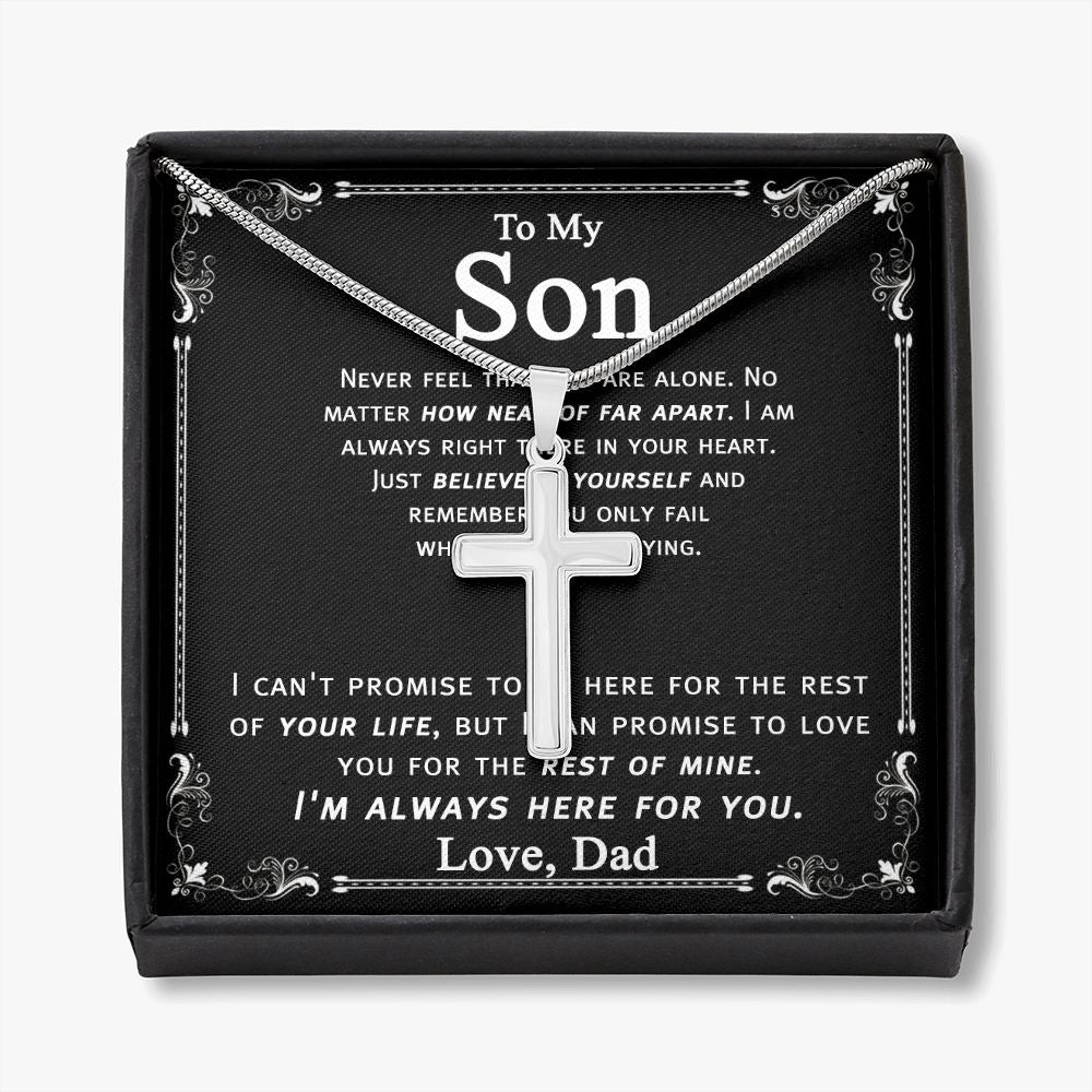Father Son Gifts Cross Necklace Gift For My Son, Jewelry Gift for Son From Dad, Father to Son Necklace Dad and Son Gift Cross Pendant Gift For Son From Dad, Father Son Jewelry Gift for Men Boys Personalized Cross Necklace