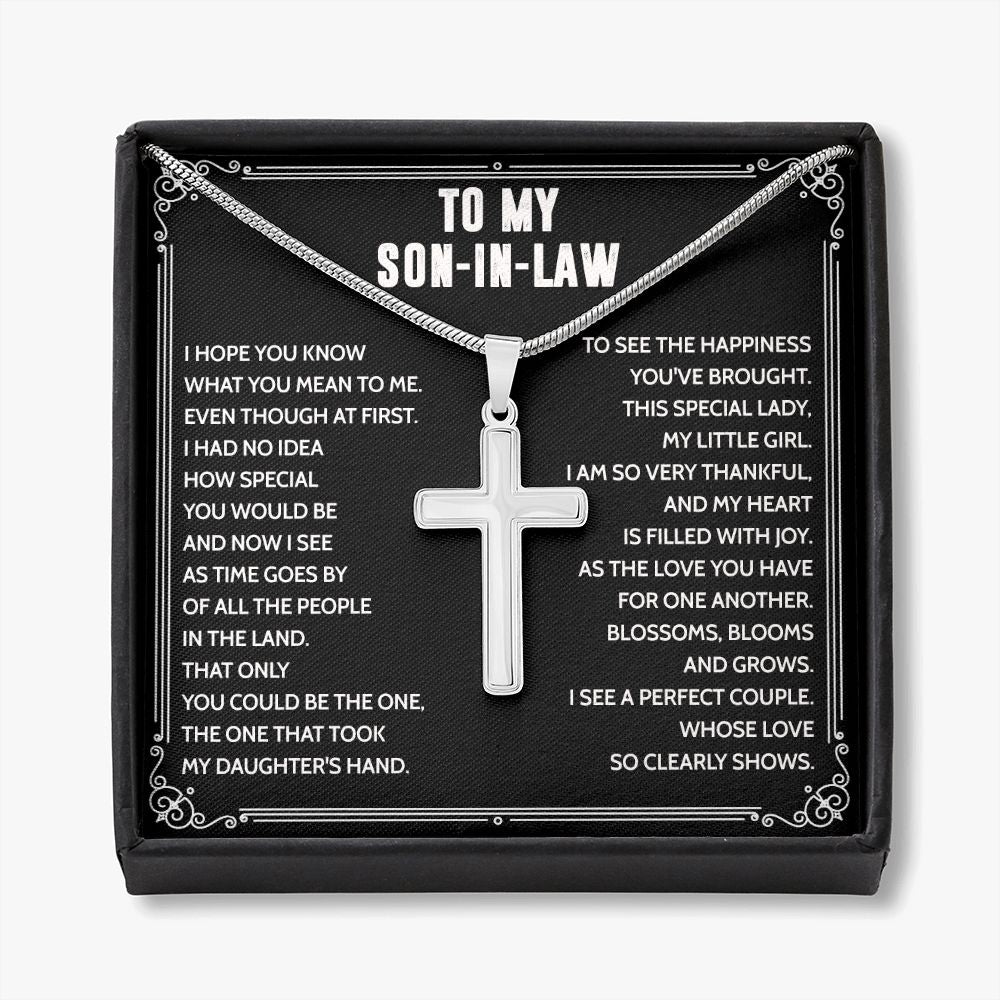 To My Son-in-law Cross Necklace From Mom, Jewelry Gift for Son-in-law From Mom, Wedding Gift Cross Necklace Personalized Gift Necklace For Son-in-law Gift Cross Necklace, Jewelry Gift For Boys Personalized Cross Necklace