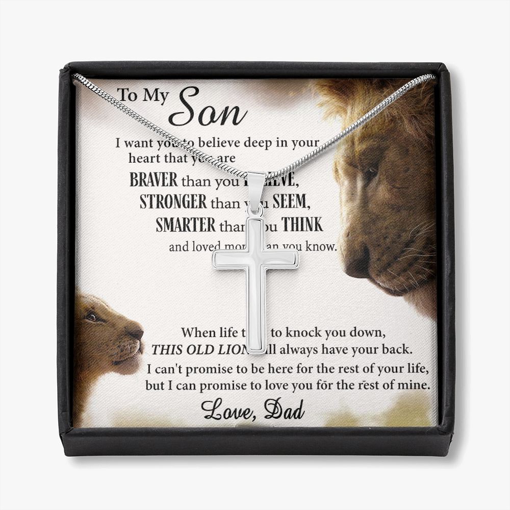 Son Gift Cross Necklace From Dad, To My Son Cross Necklace Love Son Inspirational Gifts Necklace On Birthday Graduation Christmas Holiday Gifts For Son Cross Necklace for Son Gifts From Father Dad Personalized Cross Necklace CrossThuy071221-1-NG-08