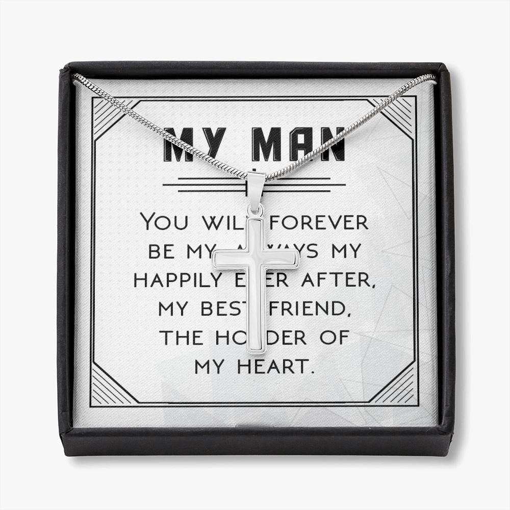 To My Man Necklace, Necklace For Husband, Gift For Husband, Gift For Man, Jewelry for Him, Necklace For Man, Valentine, Birthday, Christmas, Anniversary Jewelry for Men Personalized Cross Necklace