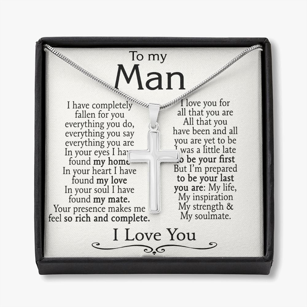 Jewelry For Mens - Personalized Cross Necklace For Men - To My Man Cross Necklace From Girlfriend Fiancee Soulmate, Smorkin Hot - Gift For Husband Boyfriend Birthday Fathers Day Gift Birthday Personalized Cross Necklace