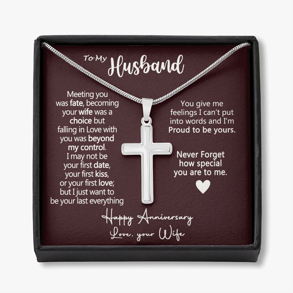 To My Husband Cross Necklace, Husband Necklace from Wife, Gifts For Husband From Wife, Gift For Groom From Bride On Wedding Day, Aniversary Birthday Gift For Him, Valentine Gift for Men7 Personalized Cross Necklace