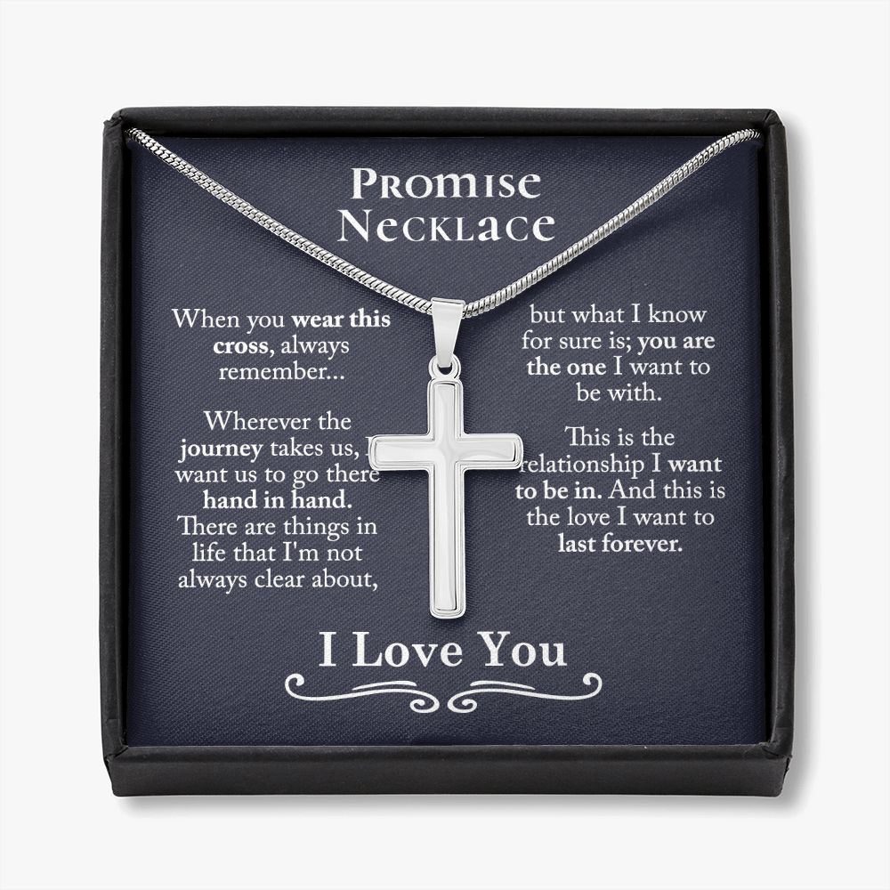 Promise Necklace For Him, Promise Gift For Him, Promise Jewelry Rings For Him Jewelry For Men Stainless Artisan Crafted Cross Necklace with Message Card Luxury Box Personalized Cross Necklace