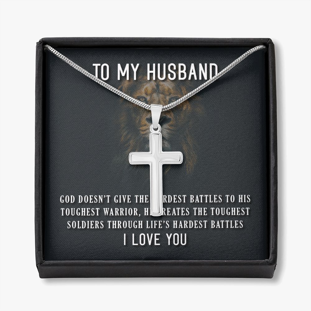 To My Husband Cross Necklace, Husband Necklace from Wife, Gifts For Husband From Wife, Gift For Groom From Bride On Wedding Day, Aniversary Birthday Gift For Him, Valentine Gift for Men4 Personalized Cross Necklace