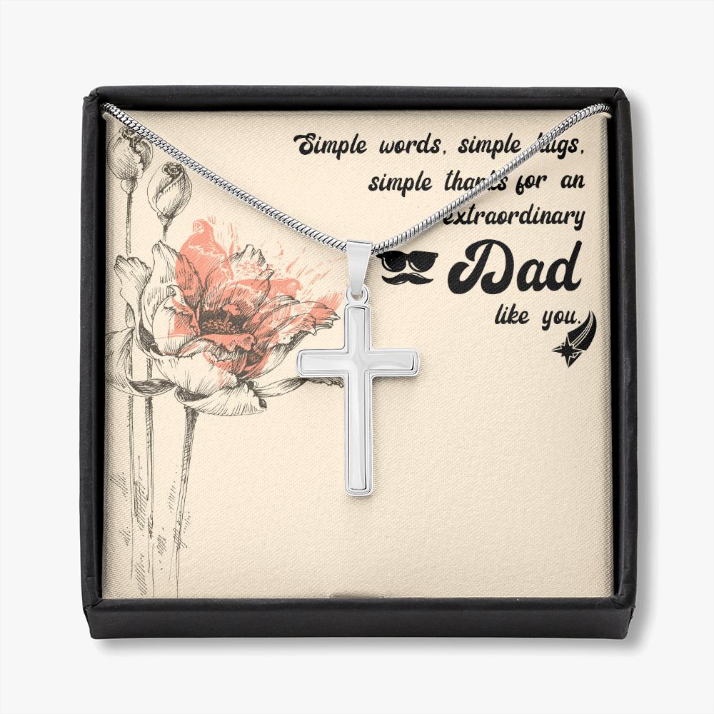 To My Dad Necklace Pendant Gift From Daughter Or Son Necklace For Dad Simple Words, Hugs Happy Father's Day, To Dad Father In Law Gifts On Birthday Anniversary