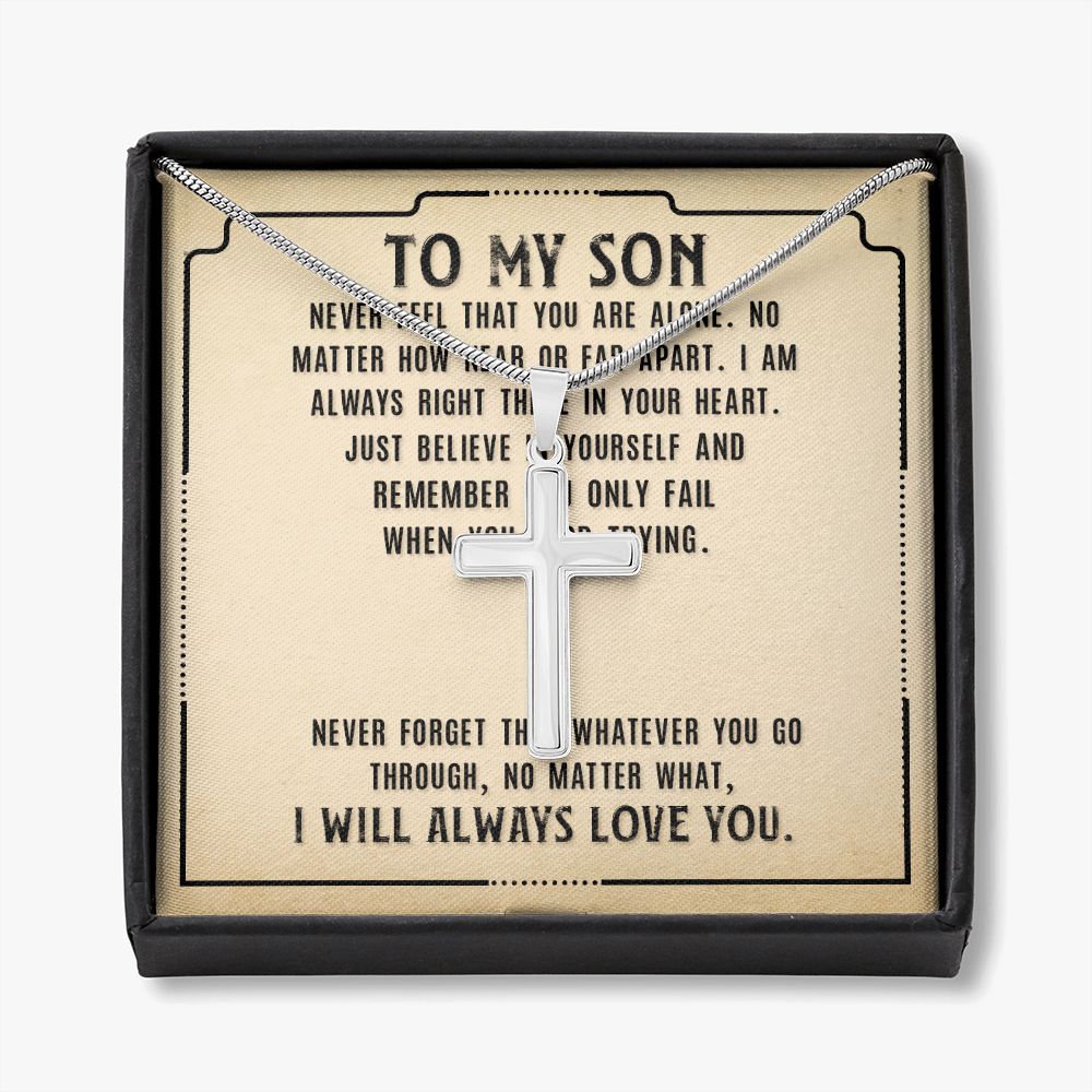 To My Son Necklace From Mom, Son Gifts From Mom and Dad, Mother and Son Necklace, Birthday Gift For My Son Graduation Christmas Faith Cross Necklace Present13 Personalized Cross Necklace