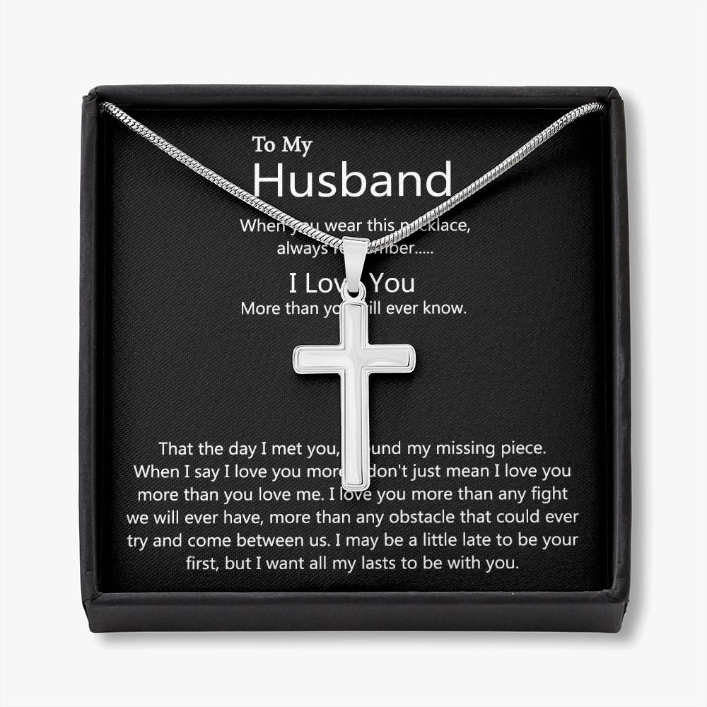 Husband And Wife Cross Necklace, To My Husband Cross Necklace Gift From Wife, Necklace Gift For Husband, Wife To Husband Cross Necklace, Gift Necklace For Husband Jewelry Gift For Men I Love You Personalized Cross Necklace