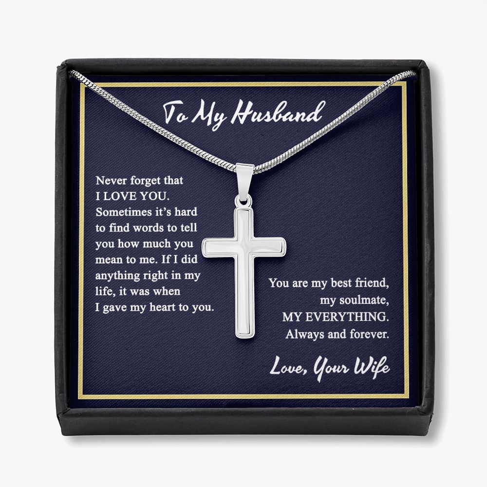 To My Husband Cross Necklace, Husband Necklace from Wife, Gifts For Husband From Wife, Gift For Groom From Bride On Wedding Day, Aniversary Birthday Gift For Him, Valentine Gift for Men5 Personalized Cross Necklace