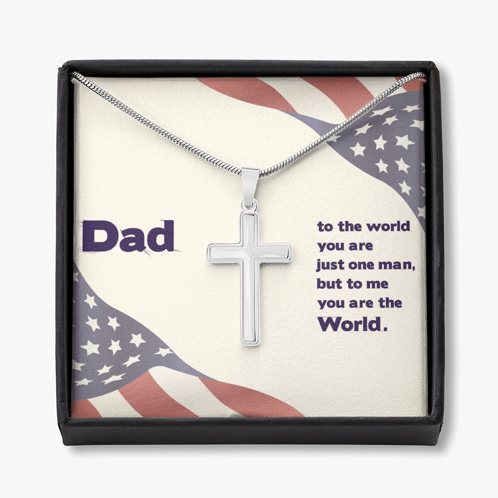 To My Dad Milittary Necklace Pendant Gift From Daughter Or Son Necklace To The World Happy Father's Day, To Dad Father In Law Gifts On Birthday Anniversary