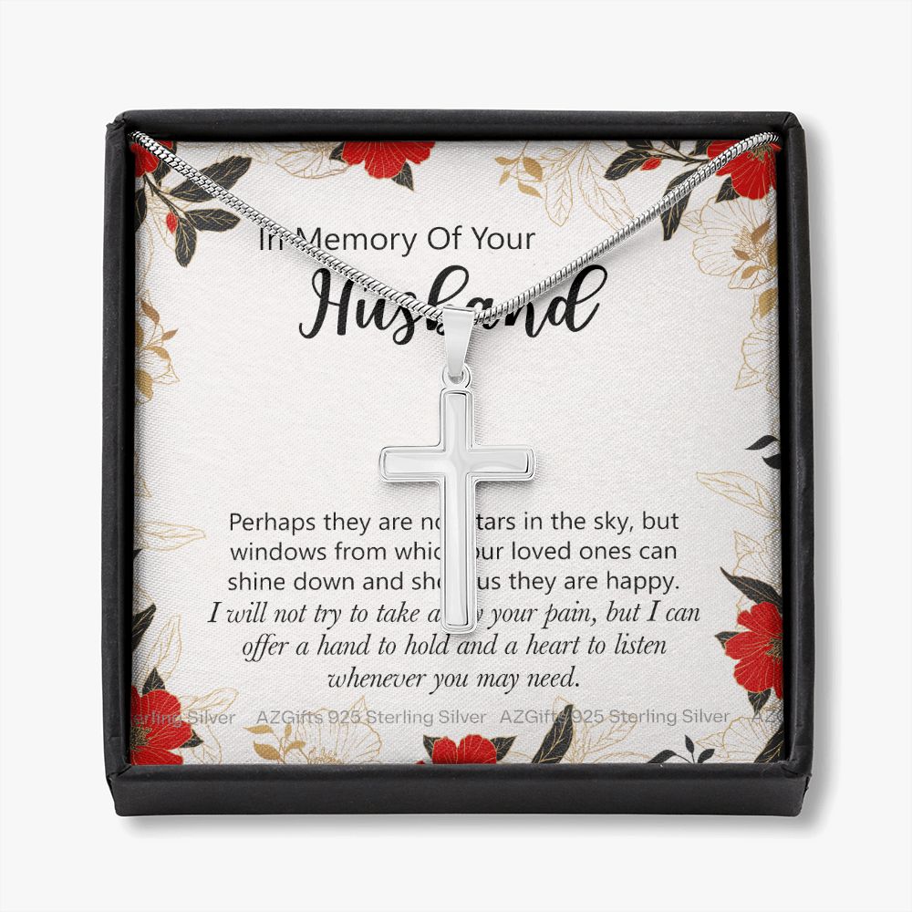 In Memory Of Your Husband Gift, Sympathy Gift Loss Of Husband, Bereavement Gift Box, Loss Of Husband Necklace, Loss Of A Husband Personalized Cross Necklace
