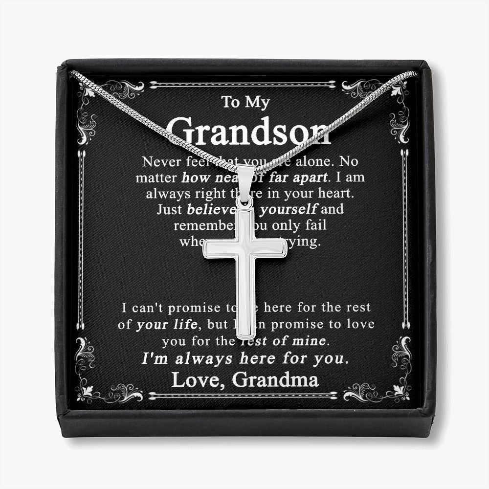 Grandson Cross Necklace Gift For Grandson, Grandson Necklace, Cross Necklace Gift For Grandson from Grandma, Grandma and Grandson, Grandson Jewelry, Necklace for Grandson, Grandson Gift from Grandma Personalized Cross Necklace