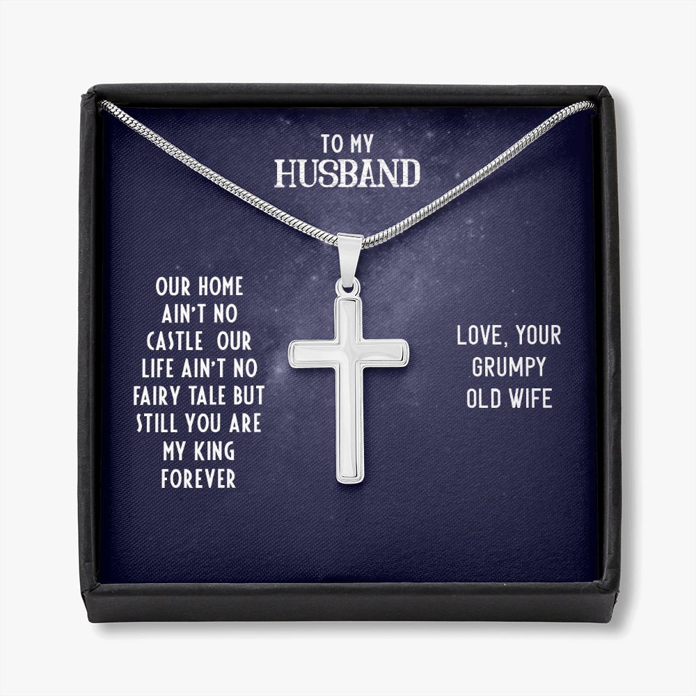 To My Husband Cross Necklace, Husband Necklace from Wife, Gifts For Husband From Wife, Gift For Groom From Bride On Wedding Day, Aniversary Birthday Gift For Him, Valentine Gift for Men10 Personalized Cross Necklace