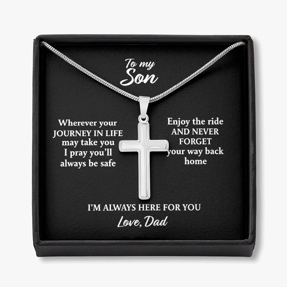 To My Son Necklace From Mom, Son Gifts From Mom and Dad, Mother and Son Necklace, Birthday Gift For My Son Graduation Christmas Faith Cross Necklace Present6 Personalized Cross Necklace