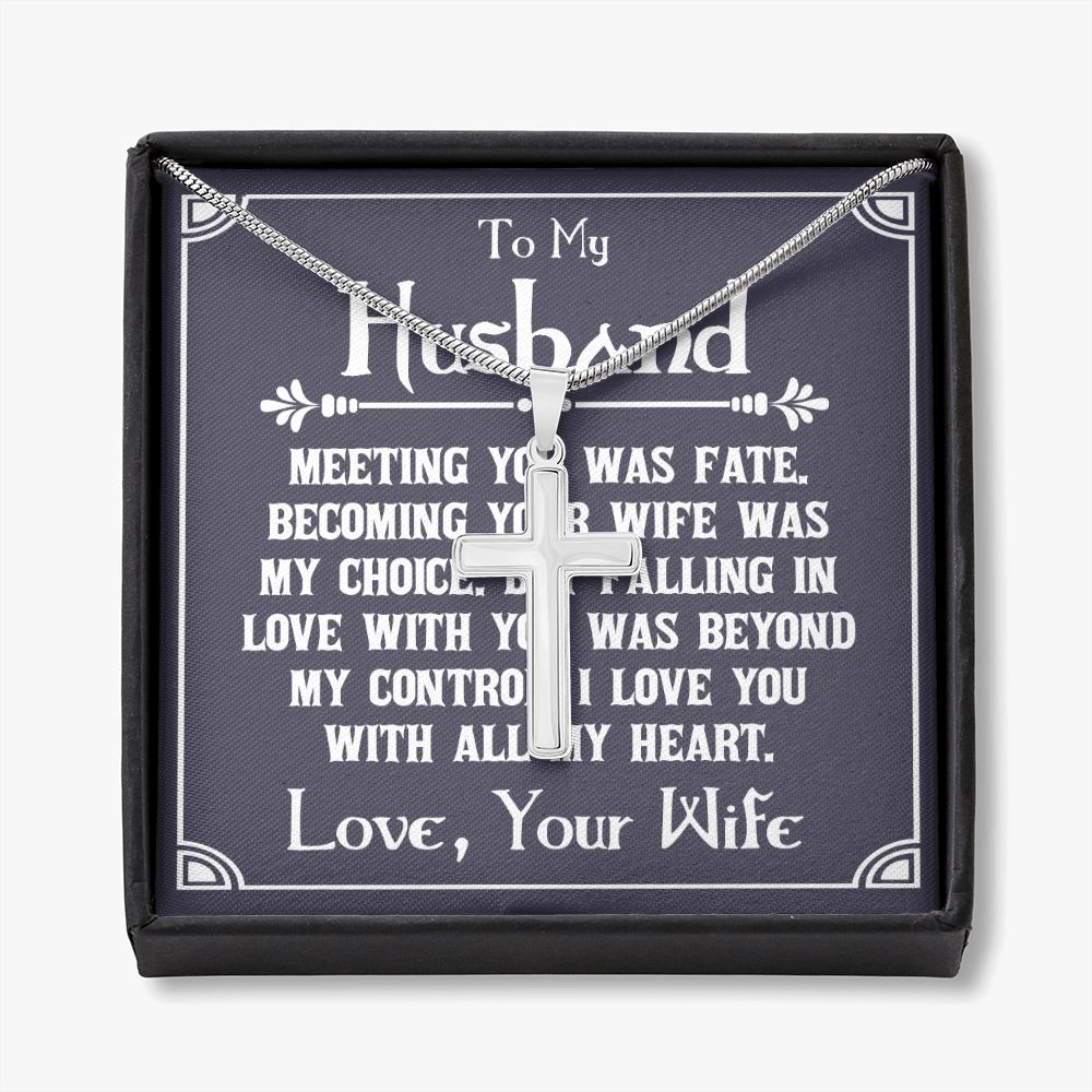 To My Husband Necklace, Necklace For Husband, Gift For Husband, Gift For Man, Jewelry for Him, Necklace For Man, Valentine, Birthday, Christmas, Anniversary Jewelry for Men2 Personalized Cross Necklace