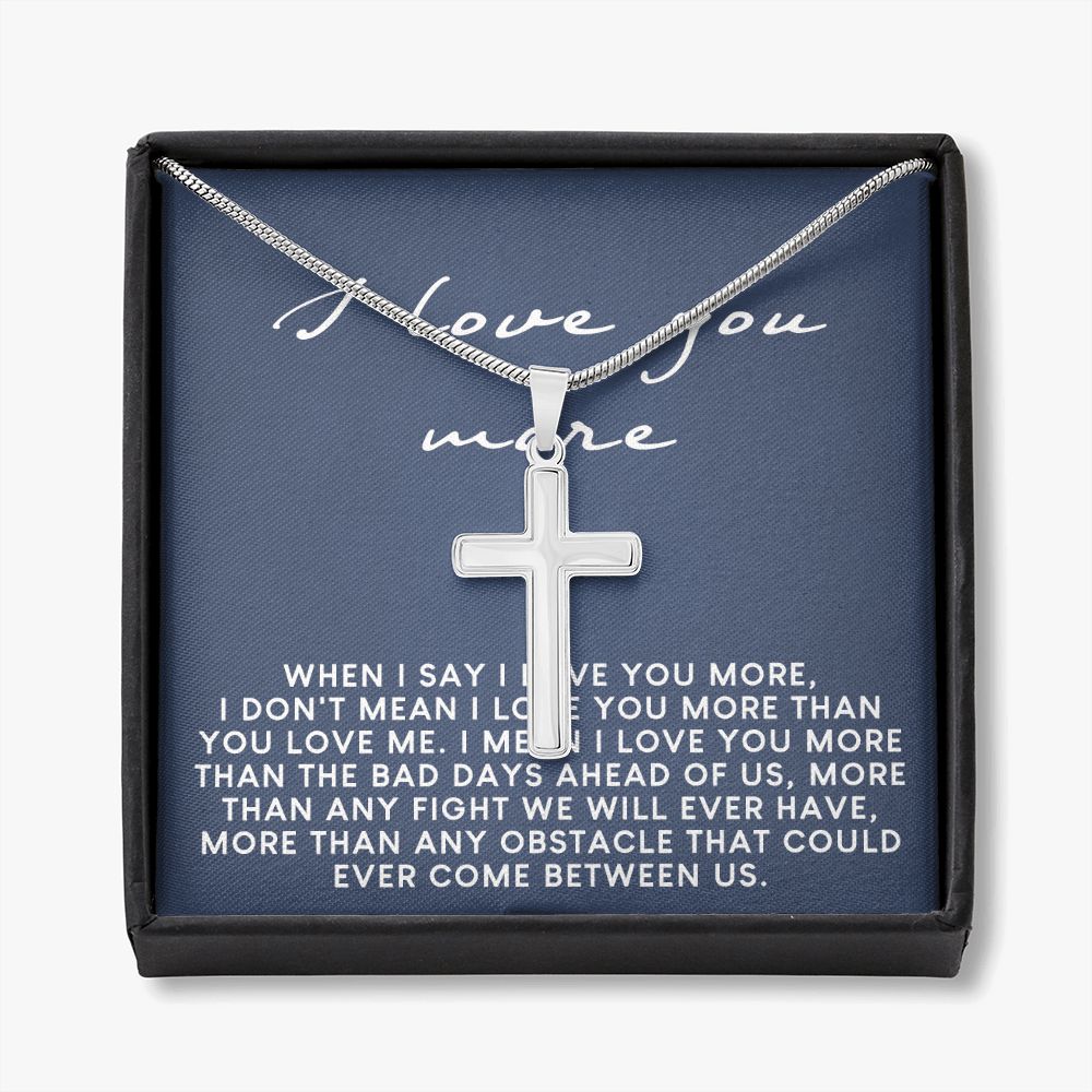 Romantic Gifts For Him, Cute Gifts For Boyfriend Jewelry, Long Distance Relation Jewelry For Men Stainless Artisan Crafted Cross Necklace with Message Card Luxury Box Personalized Cross Necklace