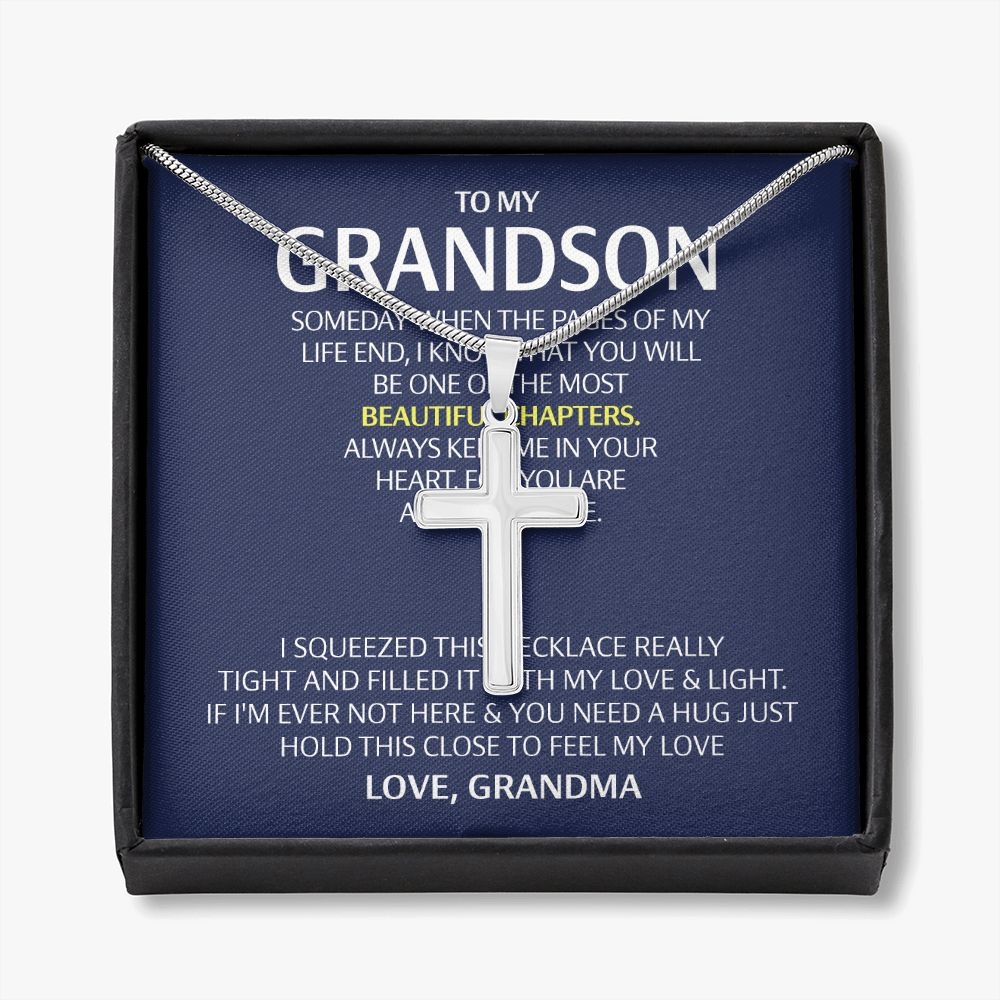 Jewelry For Mens - To My Grandson Cross Necklace Gifts From Grandma Gift for grandson, Of My Life Cross Necklace for Grandson, Grandma to grandson Gift, Birthday, Graduation, Communion gift Personalized Cross Necklace