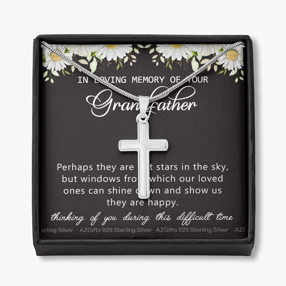 Grandfather Memorial Gift, Loss Of Grandfatherr Necklace, Loss of Grandpa Gift, Loss Of A Family Member, Memorial Gift For Loss Of, Grandpa Memorial Jewelry for Women Condolence Gifts Personalized Cross Necklace