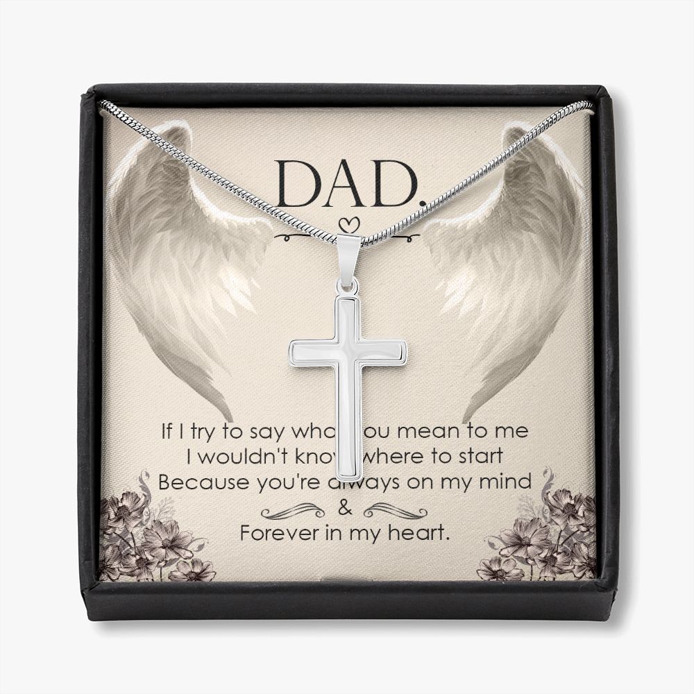 To My Dad Wings Necklace Pendant Gift From Daughter Or Son Necklace If I Try To Say Happy Father's Day, To Dad Father In Law Gifts On Birthday Anniversary