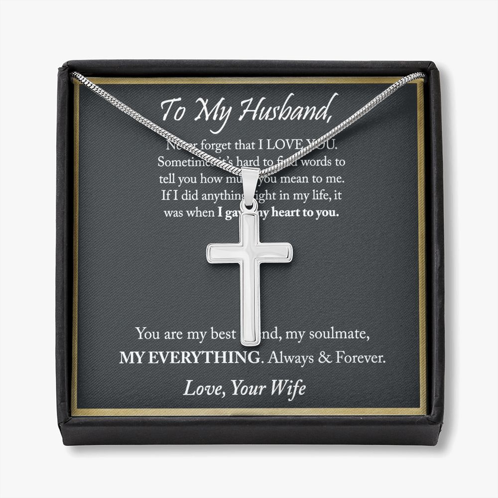 Husband And Wife Cross Necklace, To My Husband Cross Necklace Gift From Wife, You Are My Everything Necklace Gift For Husband, Wife To Husband Cross Necklace, Gift Necklace For Husband Jewelry Personalized Cross Necklace