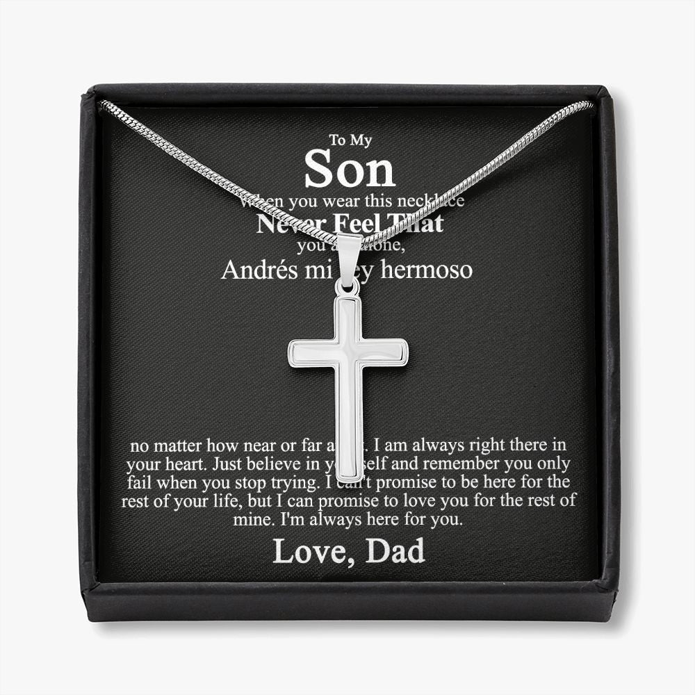 To My Son Necklace From Mom, Son Gifts From Mom and Dad, Mother and Son Necklace, Birthday Gift For My Son Graduation Christmas Faith Cross Necklace Present2 Personalized Cross Necklace
