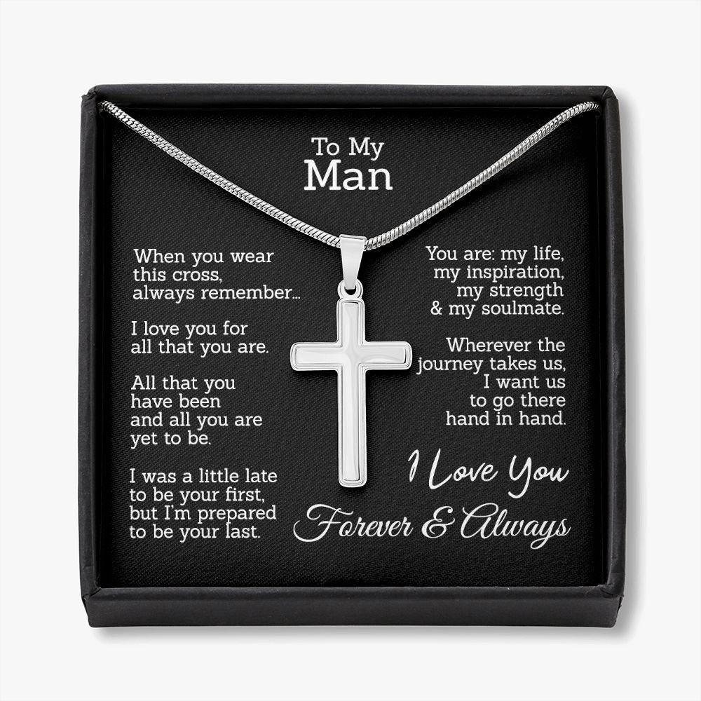 This Cross Always Remember Necklace Gift For Man, To My Man Cross Necklace From Women, Soulmate And Man Gift Necklace, Man And Soulmate Cross Necklace, Jewelry Gift For Mens Boyfriend Gift Necklace Personalized Cross Necklace