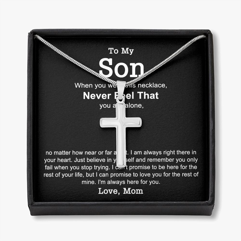 Mother And Son Gift Cross Necklace, To My Son Cross Necklace From Mom, Mother to Son Gift Necklace Mom and Son Gift Personalized Cross Necklace For Son From Mom, Mother Son Cross Jewelry for Boys Personalized Cross Necklace
