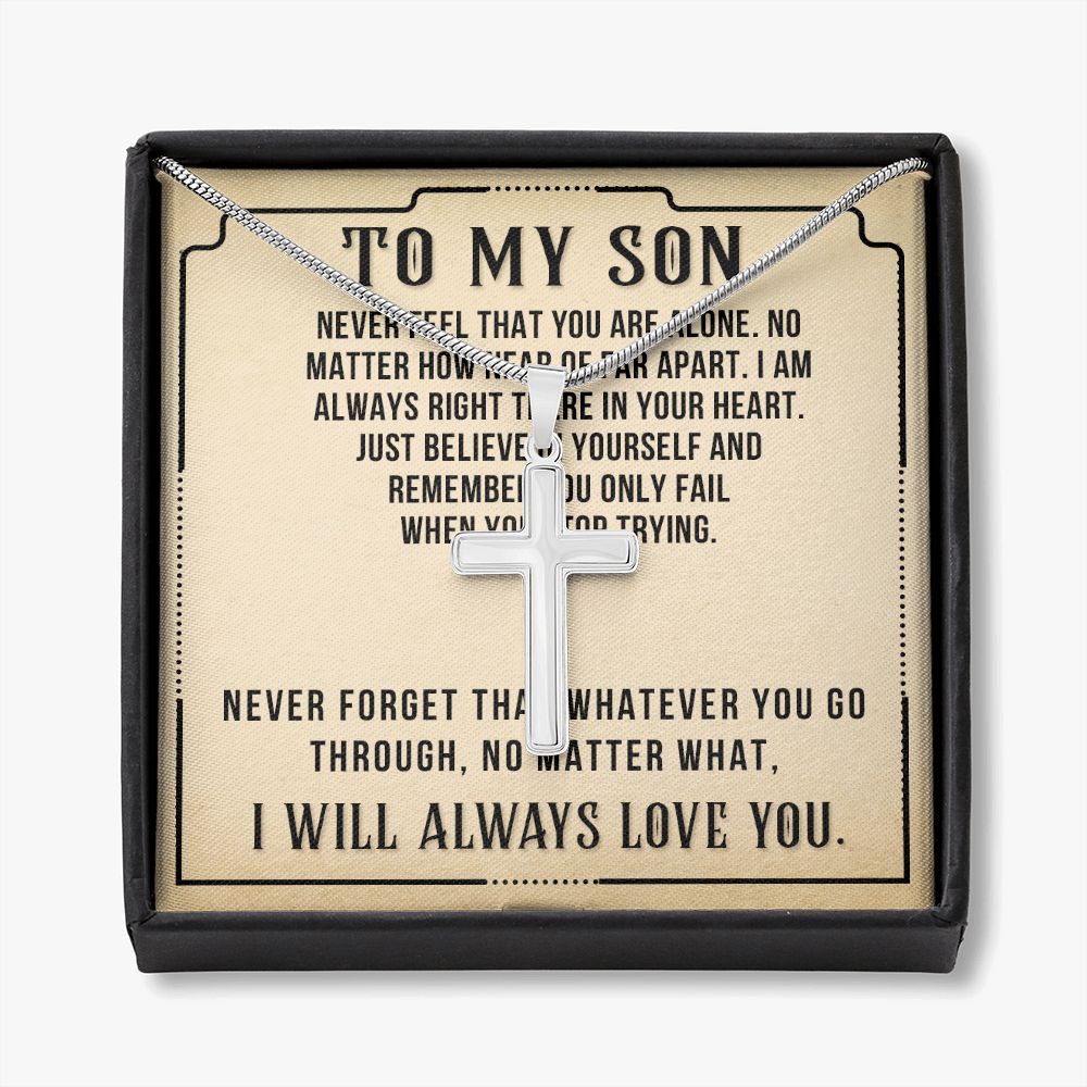 To My Son Cross Necklace Gift From Mom, Jewelry Gift for Him, Teenager Gift Necklace For Son, Birthday Gift for Son, Present From Mom Dad Cross Necklace, Christmas Graduation Gift Necklace For Son Personalized Cross Necklace