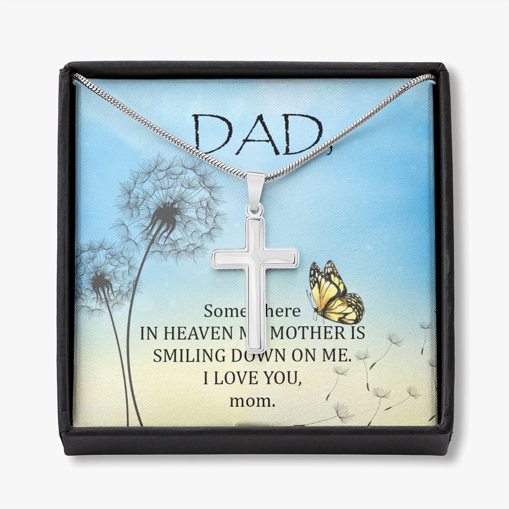 To My Dad Necklace Pendant Gift From Daughter Or Son Necklace For Dad Somewhere In Heaven Happy Father's Day, To Dad Father In Law Gifts On Birthday Anniversary