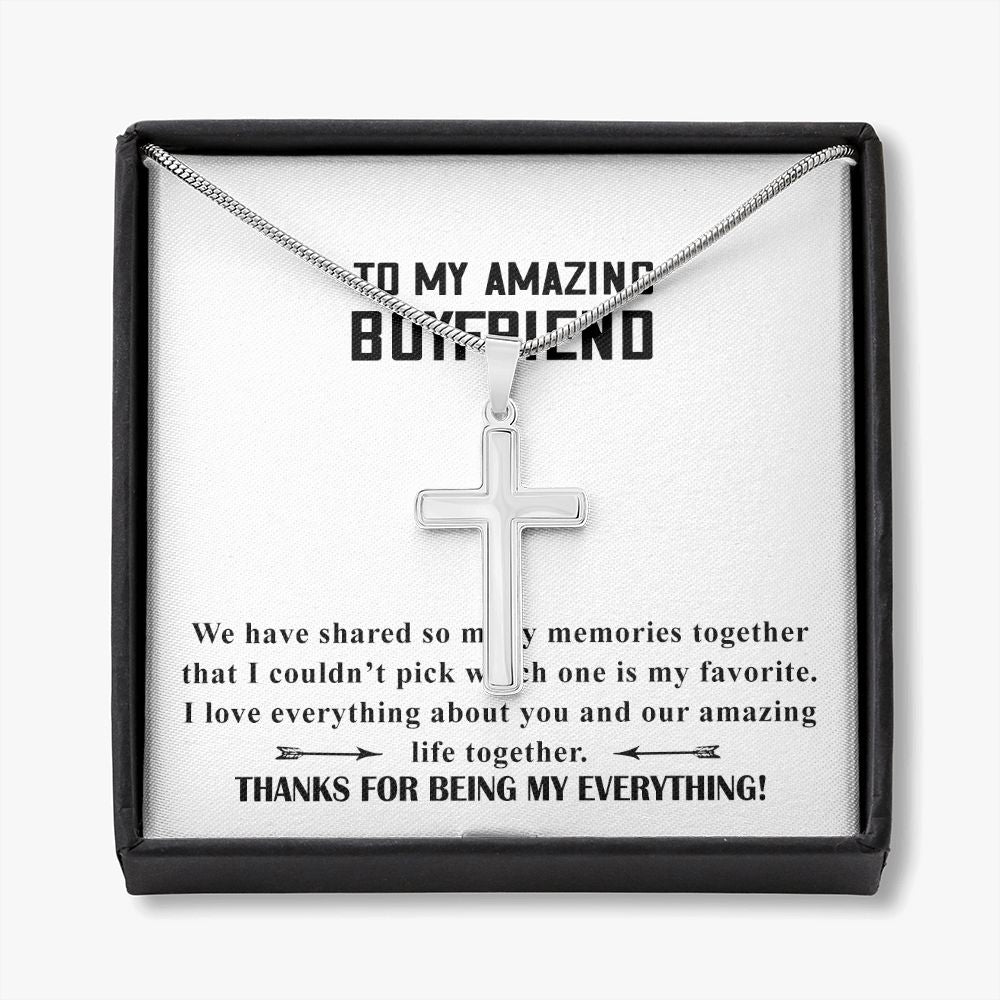 To My Boyfriend Cross Necklace Gift From Girlfriend Boyfriend Gift Chain Necklace Promise Necklace for Boyfriend Boyfriend Christmas Jewelry With Message Card