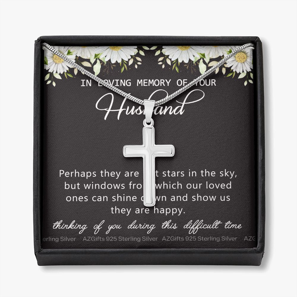 Loss Of Husband Necklace Gift, Sympathy Loss Of Husband, Husband Memorial Loss Of Husband, Loss Of Husband Necklace, Loss Of A Husband Gift Personalized Cross Necklace