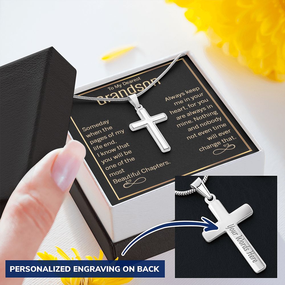 To My Grandson Gift for Grandson Best Birthday Gift Cross Necklace for Grandson 175220747956